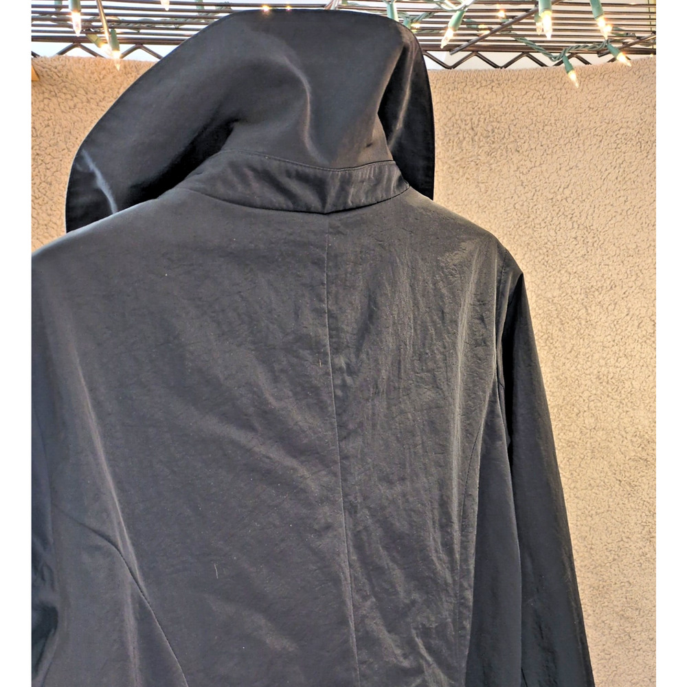 Simply Vera Vera Wang Women’s M Black Trench Coat Snap Front Tie Waist Raincoat - Picture 8 of 8
